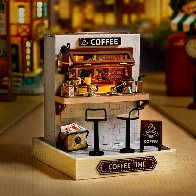 CUTEROOM Coffee Shop with its warm interior light switched on
