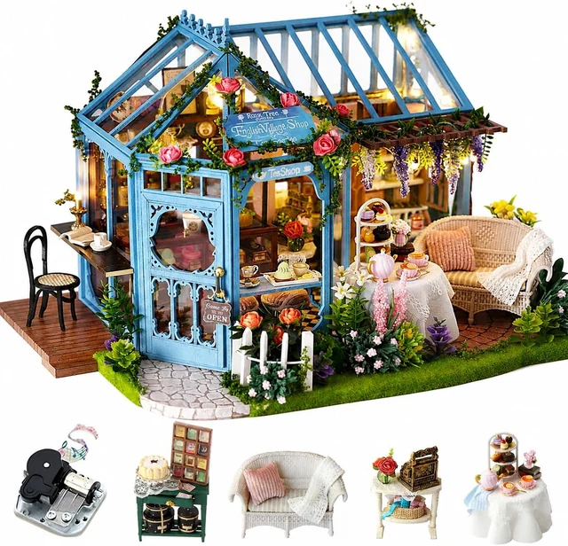 CUTEROOM Rose Tea Garden miniature glasshouse and tea terrace